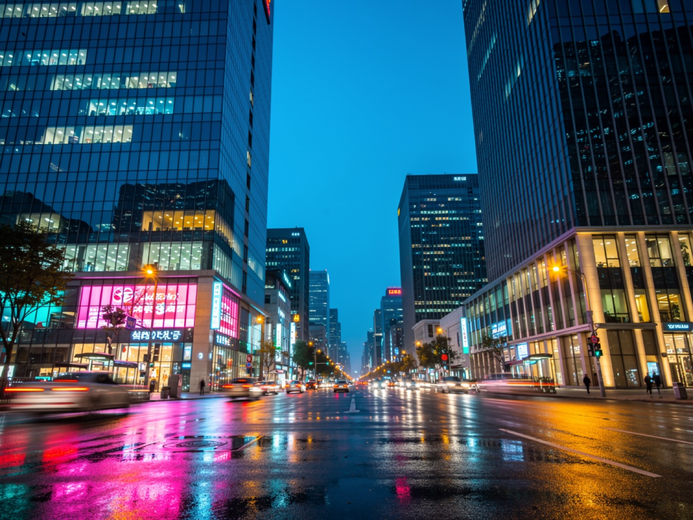 Seoul city district at dusk
